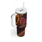 Custom Broncos Rugby Tumbler With Handle With Polynesian Style