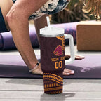 Custom Broncos Rugby Tumbler With Handle With Polynesian Style