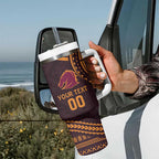 Custom Broncos Rugby Tumbler With Handle With Polynesian Style