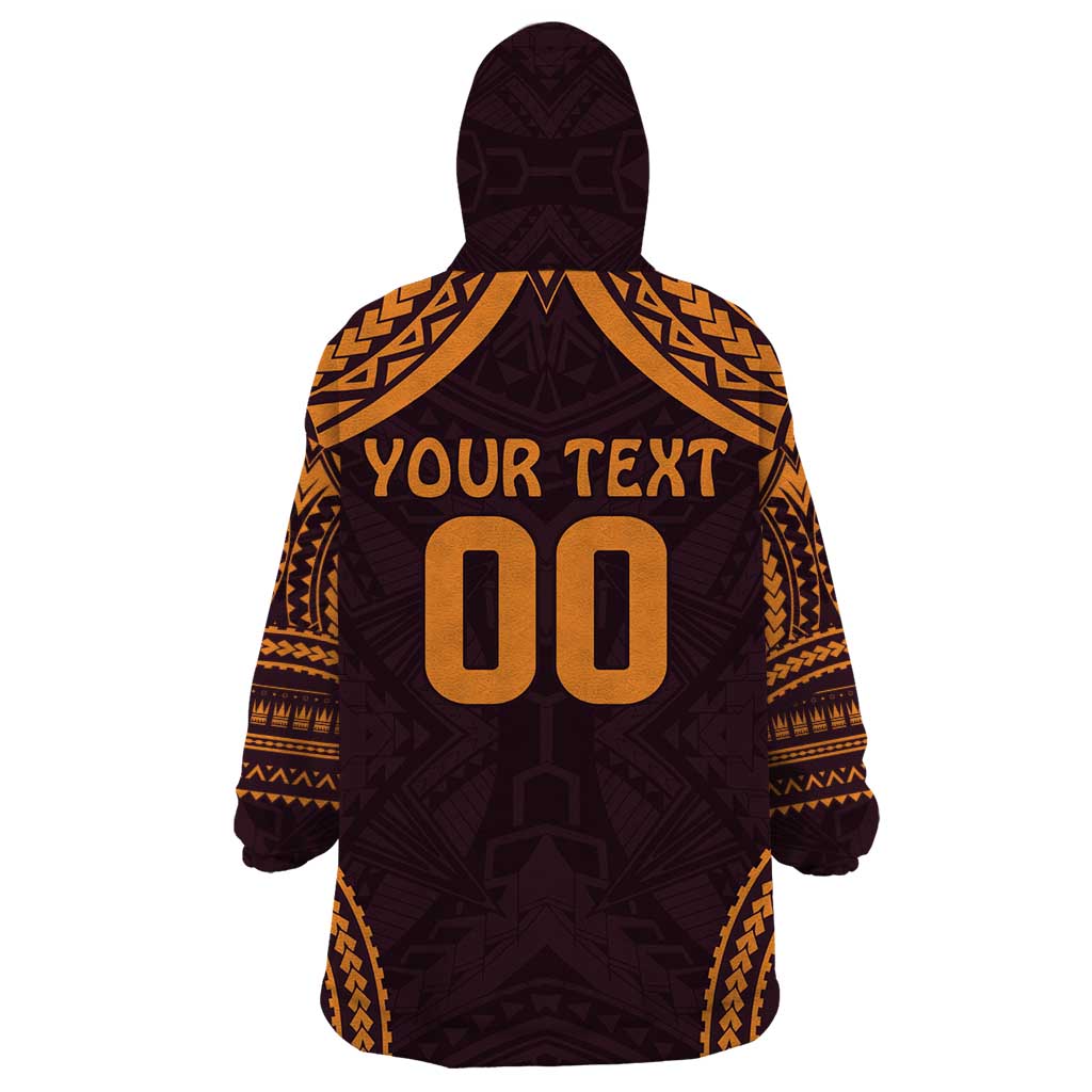 Custom Broncos Rugby Wearable Blanket Hoodie With Polynesian Style