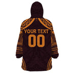 Custom Broncos Rugby Wearable Blanket Hoodie With Polynesian Style