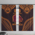 Custom Broncos Rugby Window Curtain With Polynesian Style