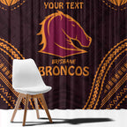 Custom Broncos Rugby Window Curtain With Polynesian Style