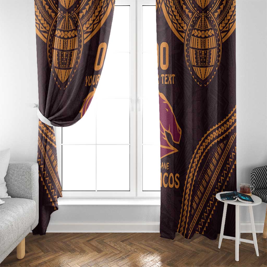 Custom Broncos Rugby Window Curtain With Polynesian Style