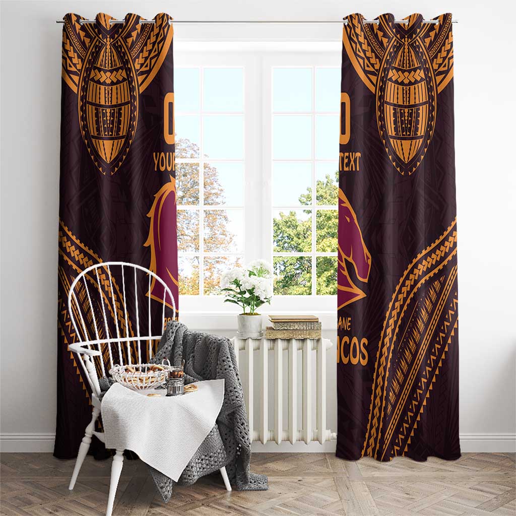 Custom Broncos Rugby Window Curtain With Polynesian Style
