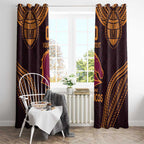 Custom Broncos Rugby Window Curtain With Polynesian Style