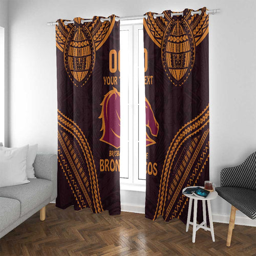 Custom Broncos Rugby Window Curtain With Polynesian Style