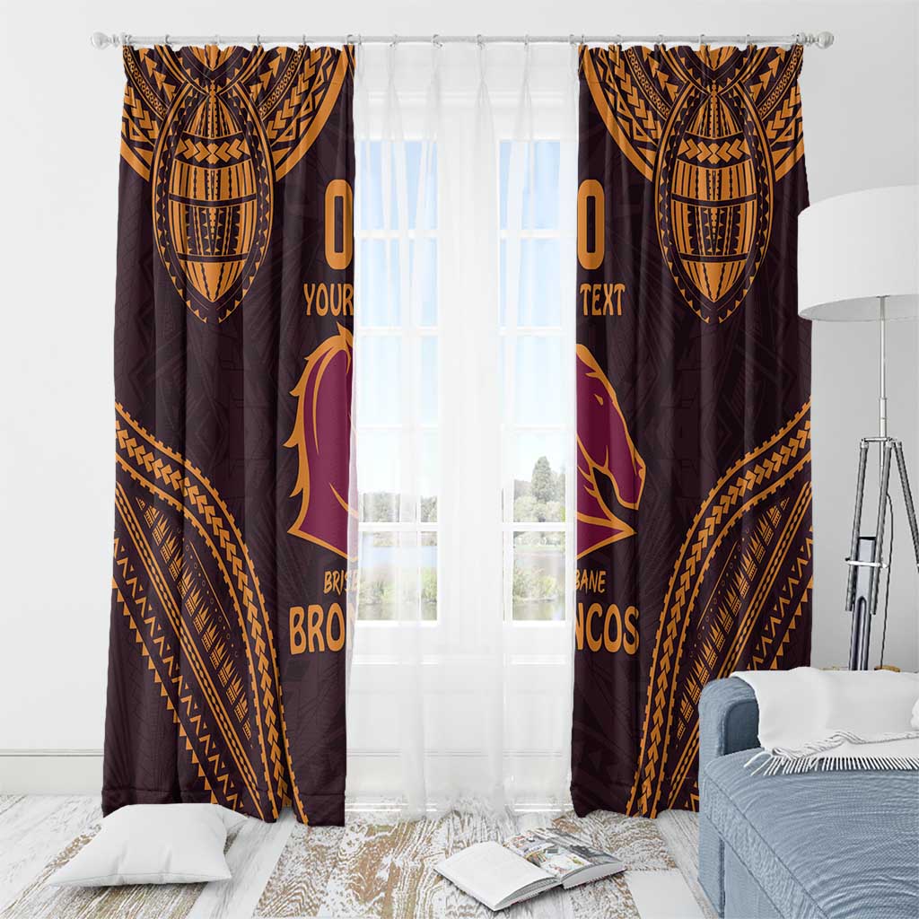 Custom Broncos Rugby Window Curtain With Polynesian Style