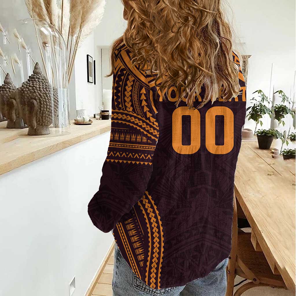 Custom Broncos Rugby Women Casual Shirt With Polynesian Style