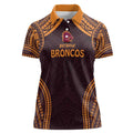 Custom Broncos Rugby Women Polo Shirt With Polynesian Style