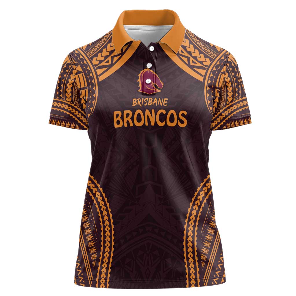 Custom Broncos Rugby Women Polo Shirt With Polynesian Style