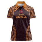 Custom Broncos Rugby Women Polo Shirt With Polynesian Style