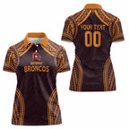 Custom Broncos Rugby Women Polo Shirt With Polynesian Style