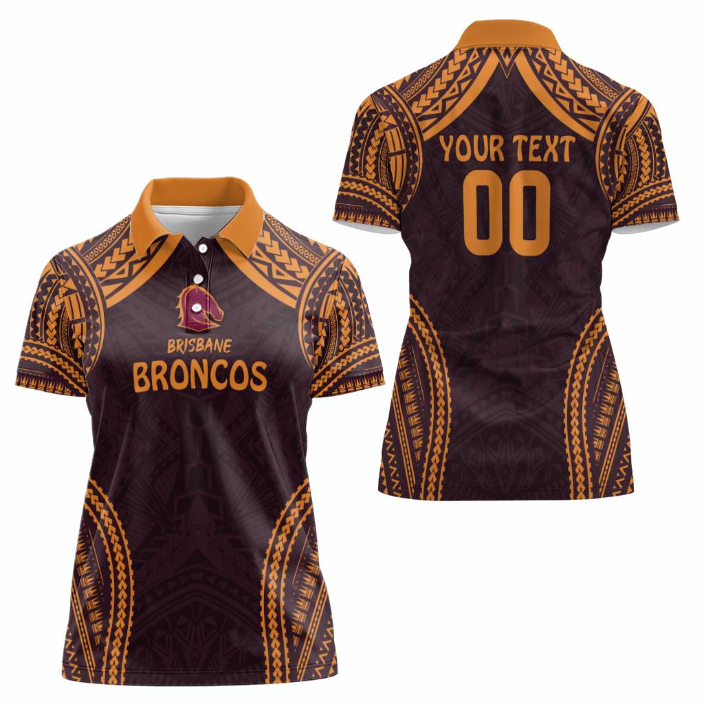 Custom Broncos Rugby Women Polo Shirt With Polynesian Style
