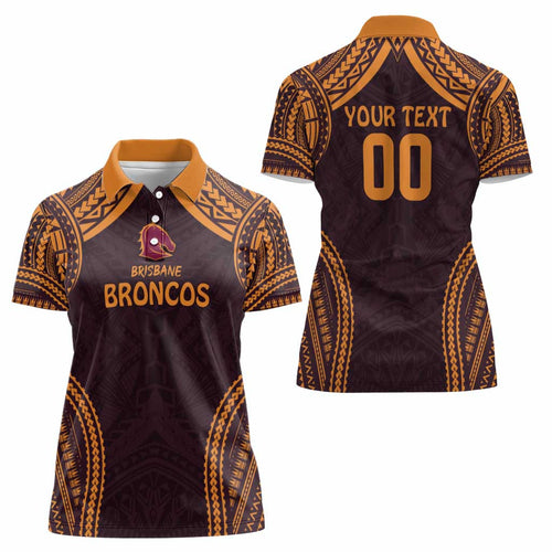 Custom Broncos Rugby Women Polo Shirt With Polynesian Style