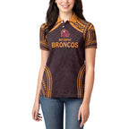Custom Broncos Rugby Women Polo Shirt With Polynesian Style