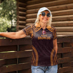 Custom Broncos Rugby Women Polo Shirt With Polynesian Style