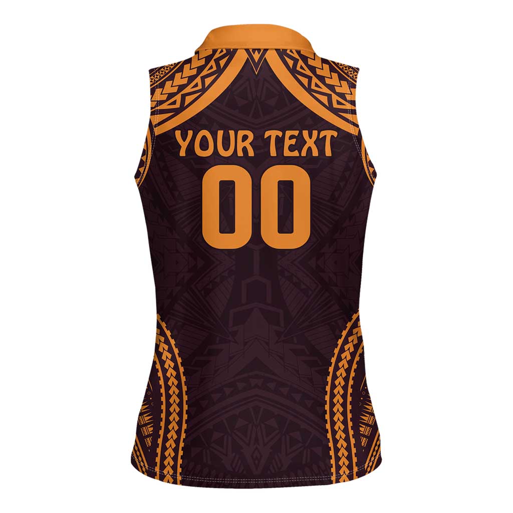 Custom Broncos Rugby Women Sleeveless Polo Shirt With Polynesian Style