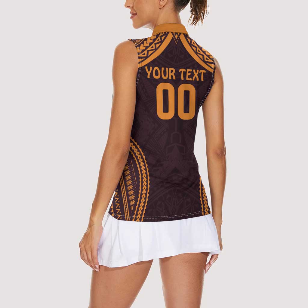 Custom Broncos Rugby Women Sleeveless Polo Shirt With Polynesian Style