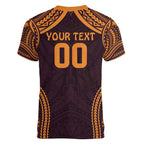 Custom Broncos Rugby Women V-Neck T-Shirt With Polynesian Style
