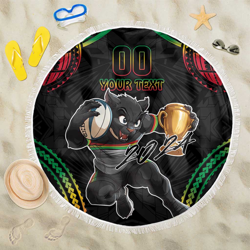 Custom Panthers Champion Grand Final 2024 Beach Blanket With Polynesian Style