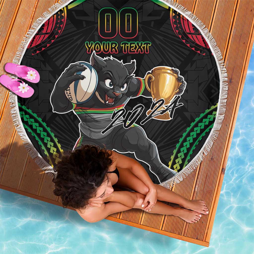 Custom Panthers Champion Grand Final 2024 Beach Blanket With Polynesian Style
