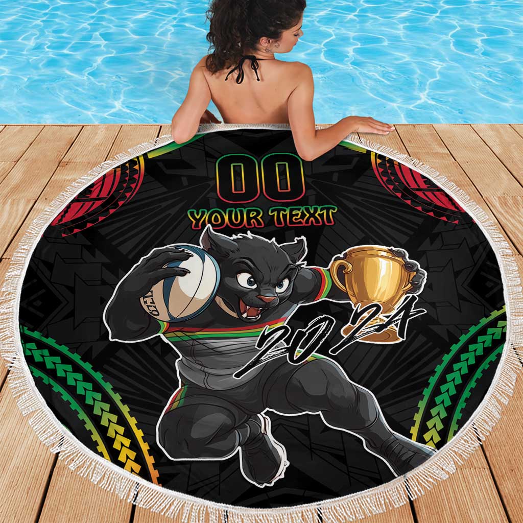 Custom Panthers Champion Grand Final 2024 Beach Blanket With Polynesian Style
