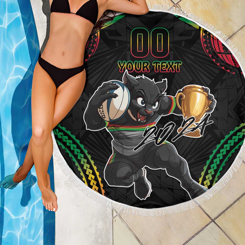 Custom Panthers Champion Grand Final 2024 Beach Blanket With Polynesian Style