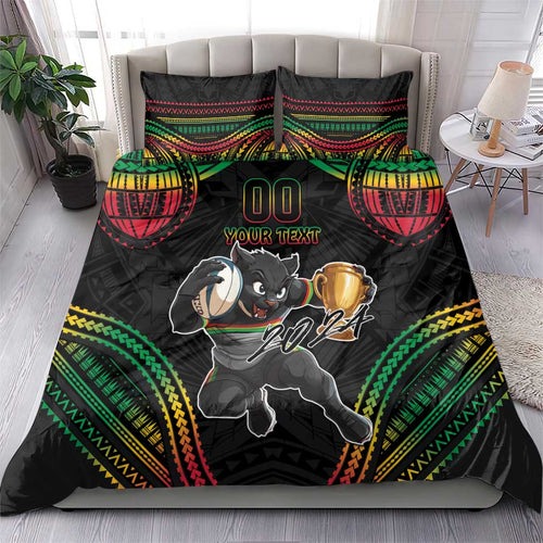 Custom Panthers Champion Grand Final 2024 Bedding Set With Polynesian Style