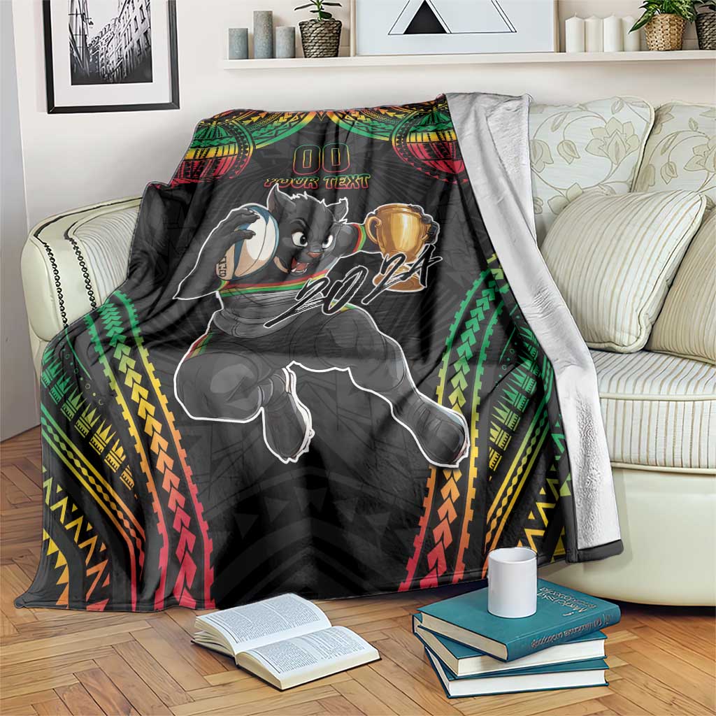 Custom Panthers Champion Grand Final 2024 Blanket With Polynesian Style