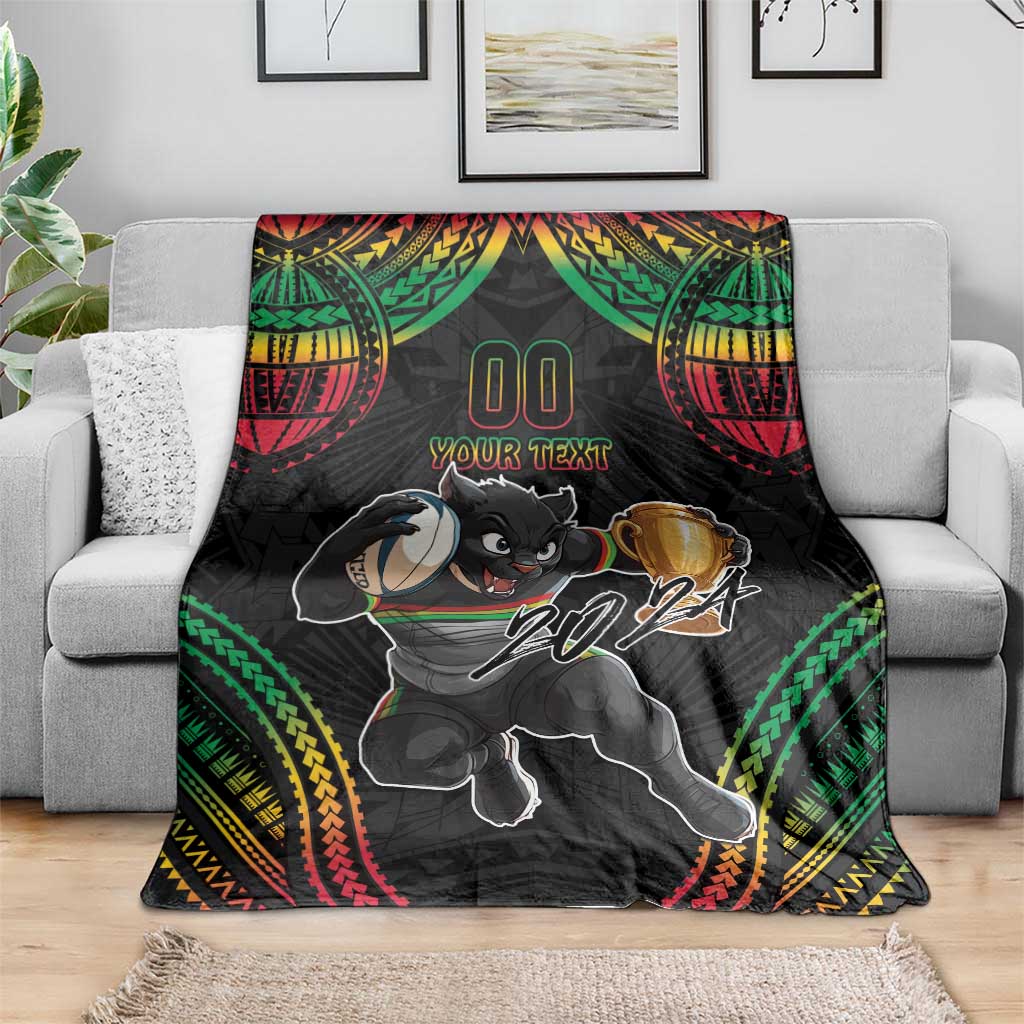 Custom Panthers Champion Grand Final 2024 Blanket With Polynesian Style