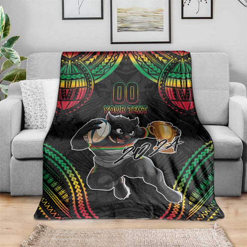 Custom Panthers Champion Grand Final 2024 Blanket With Polynesian Style