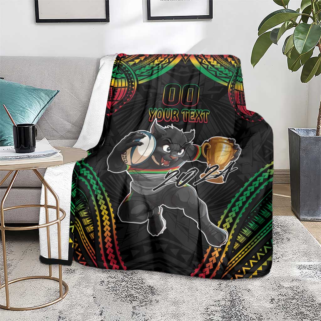 Custom Panthers Champion Grand Final 2024 Blanket With Polynesian Style