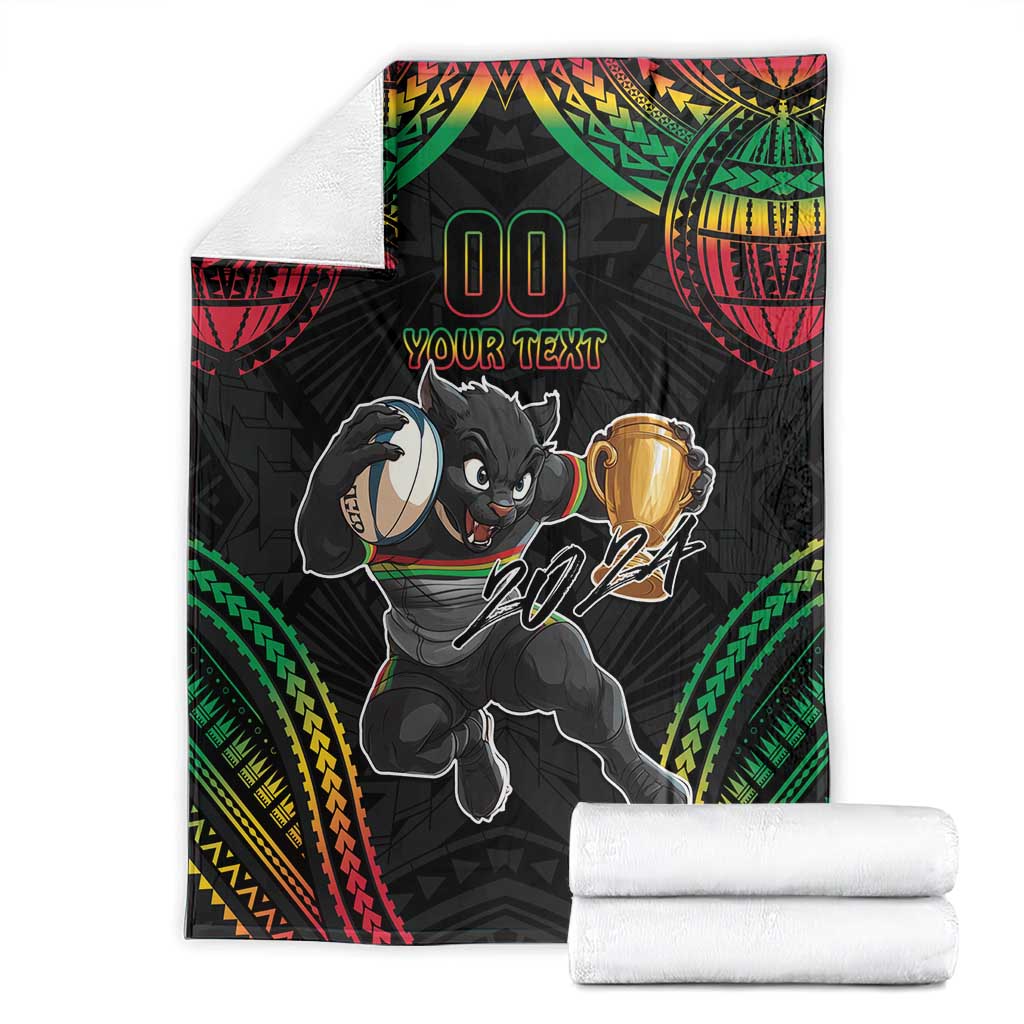 Custom Panthers Champion Grand Final 2024 Blanket With Polynesian Style