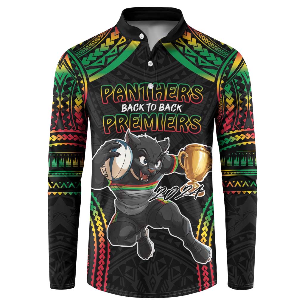 Custom Panthers Champion Grand Final 2024 Button Sweatshirt With Polynesian Style