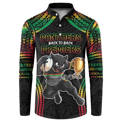 Custom Panthers Champion Grand Final 2024 Button Sweatshirt With Polynesian Style