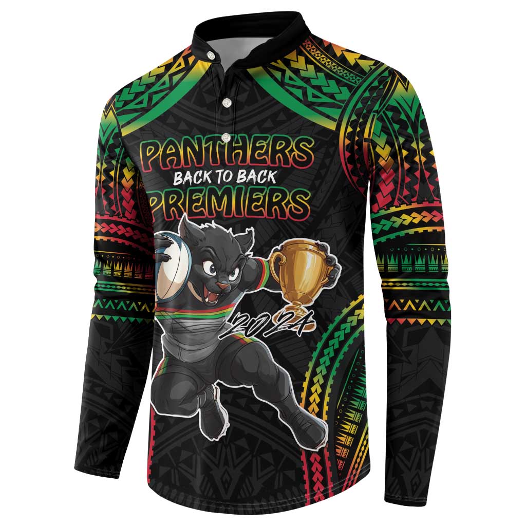 Custom Panthers Champion Grand Final 2024 Button Sweatshirt With Polynesian Style