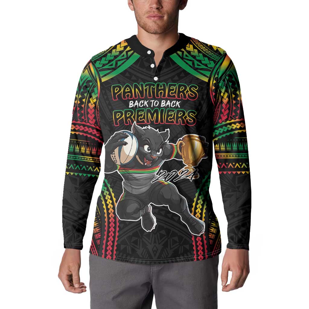 Custom Panthers Champion Grand Final 2024 Button Sweatshirt With Polynesian Style