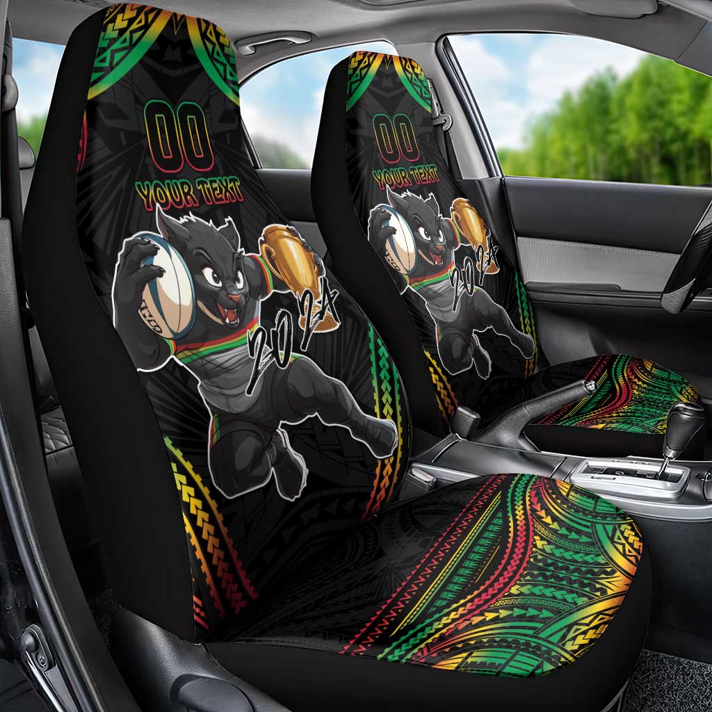 Custom Panthers Champion Grand Final 2024 Car Seat Cover With Polynesian Style