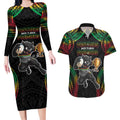 Custom Panthers Champion Grand Final 2024 Couples Matching Long Sleeve Bodycon Dress and Hawaiian Shirt With Polynesian Style