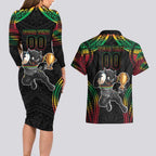 Custom Panthers Champion Grand Final 2024 Couples Matching Long Sleeve Bodycon Dress and Hawaiian Shirt With Polynesian Style