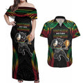 Custom Panthers Champion Grand Final 2024 Couples Matching Off Shoulder Maxi Dress and Hawaiian Shirt With Polynesian Style