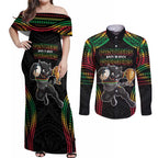 Custom Panthers Champion Grand Final 2024 Couples Matching Off Shoulder Maxi Dress and Long Sleeve Button Shirt With Polynesian Style