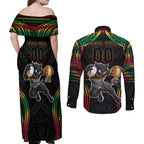Custom Panthers Champion Grand Final 2024 Couples Matching Off Shoulder Maxi Dress and Long Sleeve Button Shirt With Polynesian Style