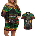 Custom Panthers Champion Grand Final 2024 Couples Matching Off Shoulder Short Dress and Hawaiian Shirt With Polynesian Style
