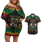 Custom Panthers Champion Grand Final 2024 Couples Matching Off Shoulder Short Dress and Hawaiian Shirt With Polynesian Style