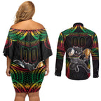 Custom Panthers Champion Grand Final 2024 Couples Matching Off Shoulder Short Dress and Long Sleeve Button Shirt With Polynesian Style