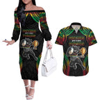 Custom Panthers Champion Grand Final 2024 Couples Matching Off The Shoulder Long Sleeve Dress and Hawaiian Shirt With Polynesian Style