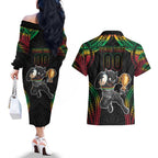 Custom Panthers Champion Grand Final 2024 Couples Matching Off The Shoulder Long Sleeve Dress and Hawaiian Shirt With Polynesian Style