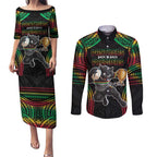Custom Panthers Champion Grand Final 2024 Couples Matching Puletasi and Long Sleeve Button Shirt With Polynesian Style
